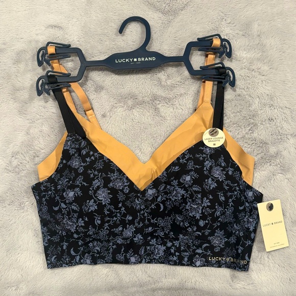 Lucky Brand Other - 🍀 Lucky Brand Laser Lounge Bralette 2 Pack size small nude navy floral